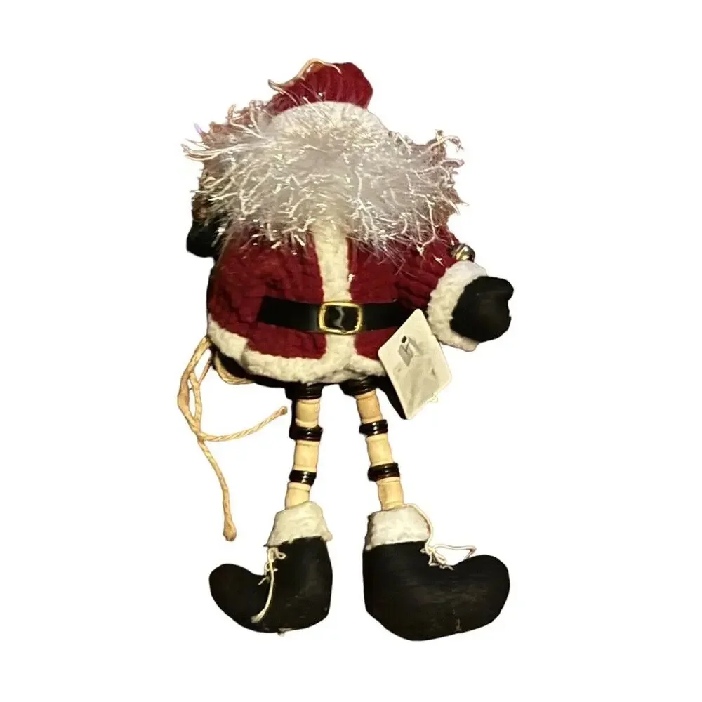 Santa Clause Ornament Decor Glittery Beard Button Legs Holiday Party Festivities